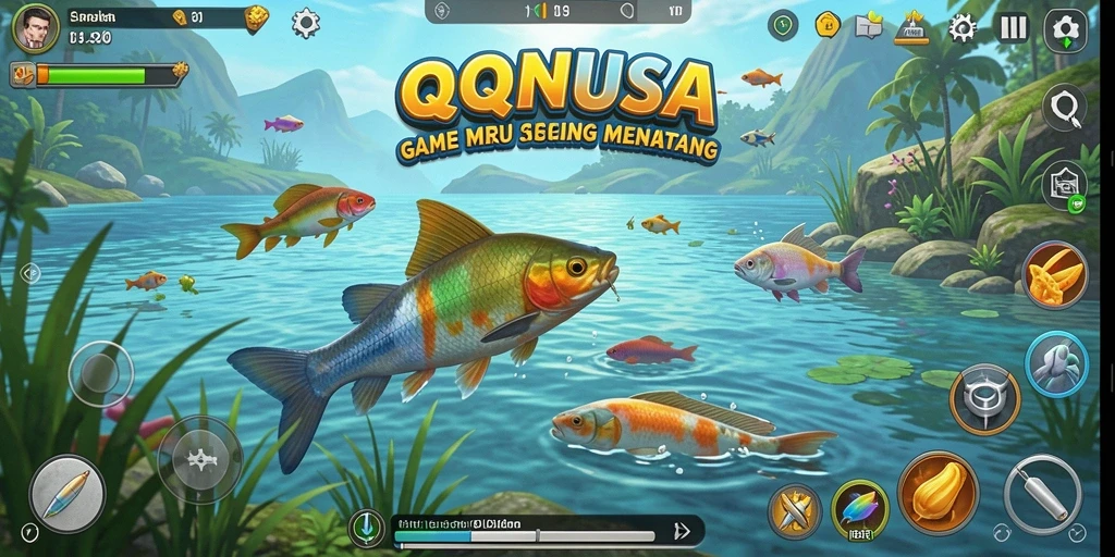 Tampilan gameplay QQNUSA yang menarik dan penuh aksi memancing.