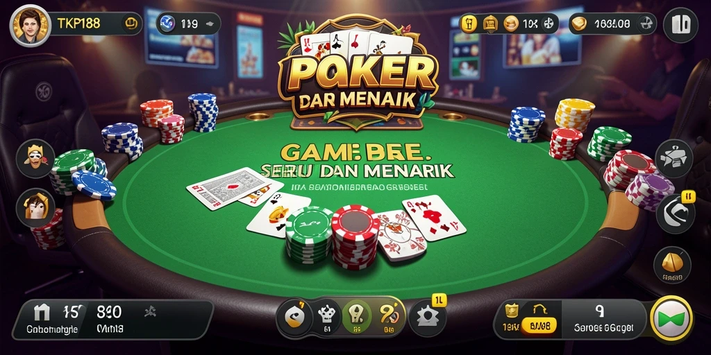 Screenshot utama TKP188 menampilkan gameplay Poker yang seru dan interaktif.